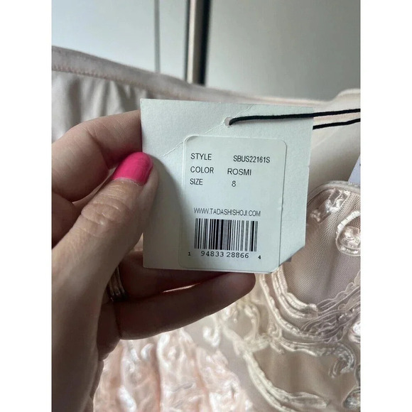 Sho Tadashi Rose Mist Embroidered Mesh Strapless Illusion Fit & Flare Dress - Picture 3 of 7